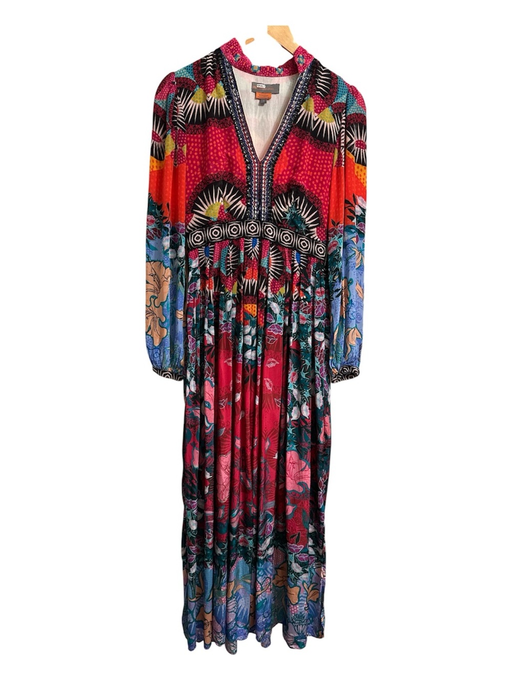 Anthropologie Bhanuni by Jyoti Beaded V Neck Maxi Dress Size 2 - Picture 4 of 7